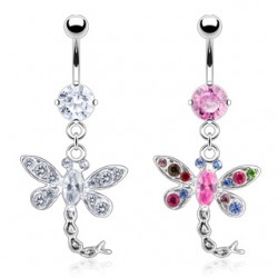 Piercing nombril libellule multiples strass (63)