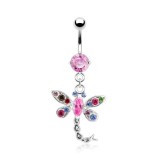 Piercing nombril libellule multiples strass (63)