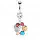 Piercing nombril papillon dans cercle multicolore (75)