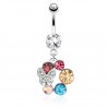 Piercing nombril papillon dans cercle multicolore (75)