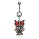 Piercing nombril hibou noir aux yeux rouges (147)
