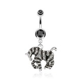Piercing nombril zèbre gris et noir (54)