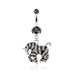 Piercing nombril zèbre gris et noir (54)