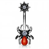 Piercing nombril up-and-down araignée gem rouge (148)