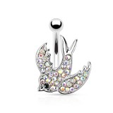 Piercing nombril hirondelle strass (165)