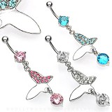 Piercing nombril papillon avec un strass rond (178)
