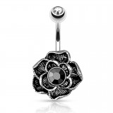 Piercing nombril fleur 33 - Vintage noir