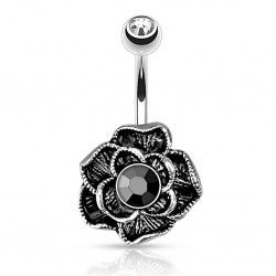 Piercing nombril fleur 33 - Vintage noir