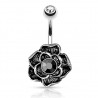 Piercing nombril fleur 33 - Vintage noir