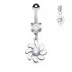 Piercing nombril fleur 71 - Centre zircone transparent