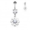 Piercing nombril fleur 71 - Centre zircone transparent