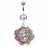 Piercing nombril fleur 72 - Pendante multicolore