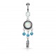 Piercing nombril attrape rêve avec pendentif plume et opalite Aurora (02)