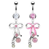 Piercing nombril noeud papillon 15 - Rose ou blanc