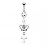 Piercing nombril croix 01 - Couronne
