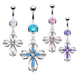 Piercing nombril croix 03 - Style coeurs