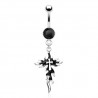 Piercing nombril croix 04 - Noire et grise