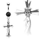 Piercing nombril croix 11 - Tête de mort couronnée