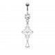 Piercing nombril croix 13 - Zircones transparents