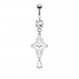 Piercing nombril croix 13 - Zircones transparents