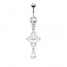 Piercing nombril croix 13 - Zircones transparents