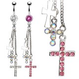 Piercing nombril croix 17 - Trois chainettes