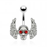 Piercing nombril gothique 29 - Crâne ailé