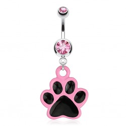 Piercing nombril gothique 31 - Patte de chat rose et noire