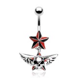 Piercing nombril gothique 47 - Crâne étoile