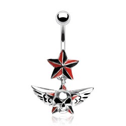 Piercing nombril gothique 47 - Crâne étoile