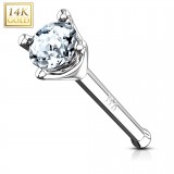 Nez droit en or-14K - Zircone rond transparent