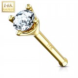 Nez droit en or-14K - Zircone rond transparent