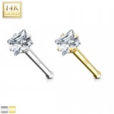 Nez droit en or-14K - Zircone carré transparent