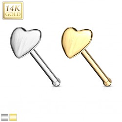Piercing nez droit 0,8mm 15 or 14k coeur