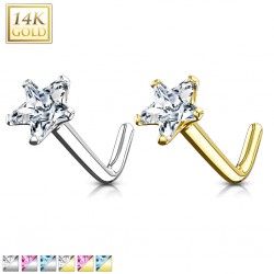 Nez en L en or-14K - Zircone étoile