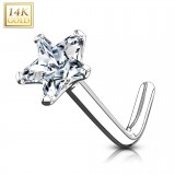 Nez en L en or-14K - Zircone étoile