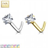 Nez en L en or-14K - Zircone carré