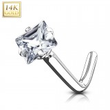 Nez en L en or-14K - Zircone carré
