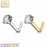 Nez en L en or-14K - Zircone rond