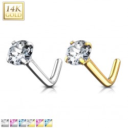 Nez en L en or-14K - Zircone rond