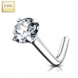 Nez en L en or-14K - Zircone rond