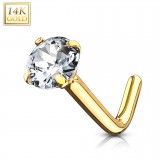 Nez en L en or-14K - Zircone rond