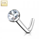 Nez en L en or-14K - Boule zircone transparent