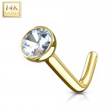 Nez en L en or-14K - Boule zircone transparent