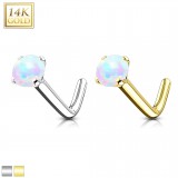 Nez en L en or-14K - Boule opale
