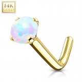 Nez en L en or-14K - Boule opale