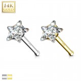 Nez droit en or-14K - Zircone étoile transparent