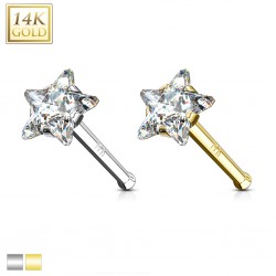 Nez droit en or-14K - Zircone étoile transparent
