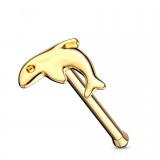Piercing stud de nez 0.5mm 52 - Or-9k dauphin