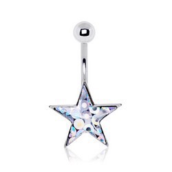 Piercing nombril étoile 06 - Glitter transparent